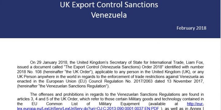 UK Export Control Sanctions Venezuela