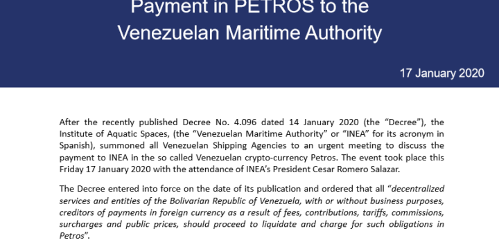 Payment in PETROS to the Venezuelan