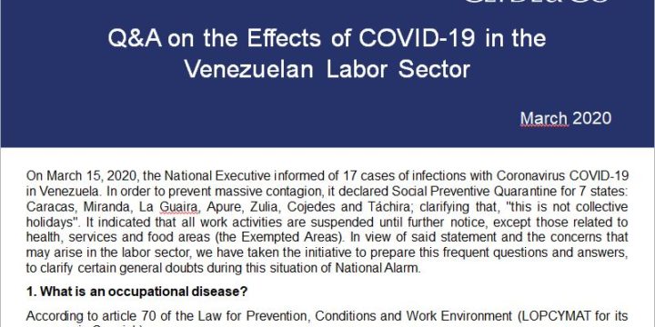 Preguntas y respuestas sobre el Coronavirus COVID-19 en el ámbito laboral venezolano